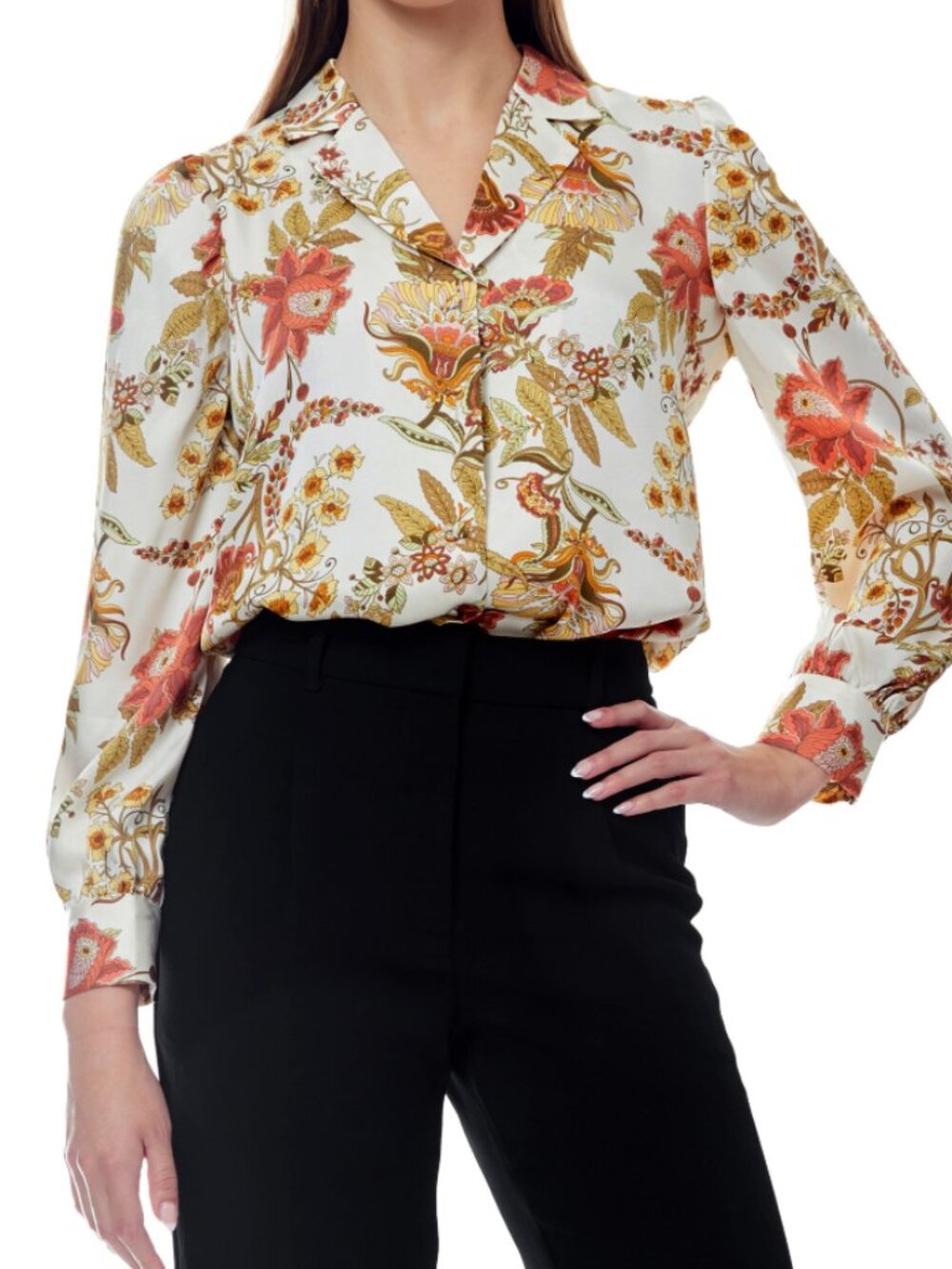 BY DESIGN Matilda Floral Long Sleeve Button-Up Shirt Size M NWOT